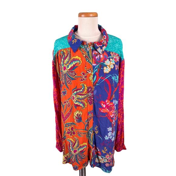 Soft Surroundings Blouse Top Women's Size 2X Hermosa Floral Embroidered Tunic - Picture 1 of 12